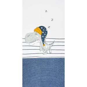 Коврик прикроватный хлопок «Сонный динозаврик» 60x120 см, цвет синий