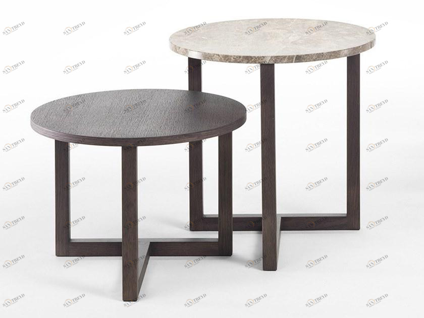 Marelli Круглый журнальный столик из мрамора и дерева sun-id-1353000