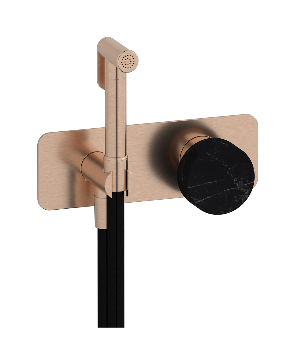 Внешние части гигенического душа со смесителем. WE ARE IB mr706sr_2 Brushed Rose Gold Marmo