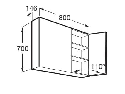 Зеркальный стеклянный шкаф для ванной комнаты с дверцами Roca Luna ARCH-00041941 - Вид №4