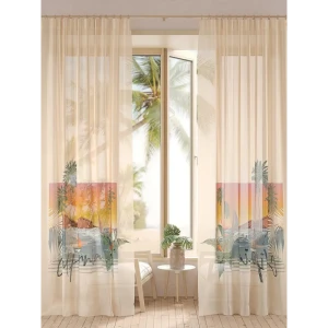 91713190 Комплект штор на шторной ленте Comfy Way Канфиалс 150x250 см цвет бежевый STLM-1027805
