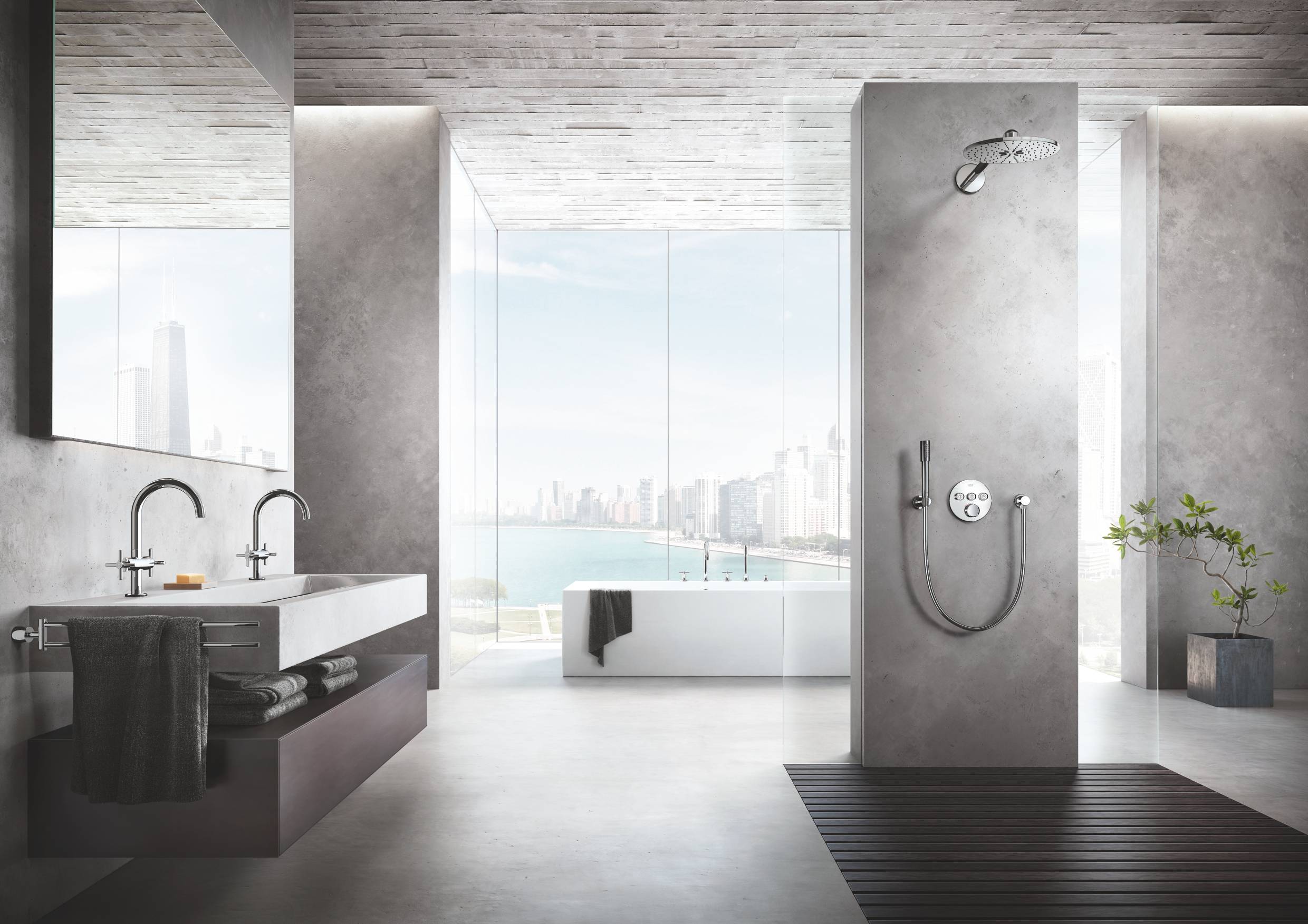 Смеситель для ванны GROHE Atrio New с душевым гарнитуром (на бортик ванны), 5 отверстий, хром (19923003) - Вид №3