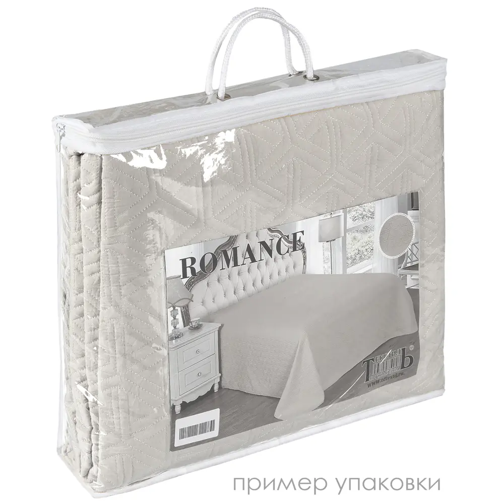 Покрывало 220x240 см велюр стёганый цвет серо-бежевый Santreyd STLM-2173180 - Вид №4