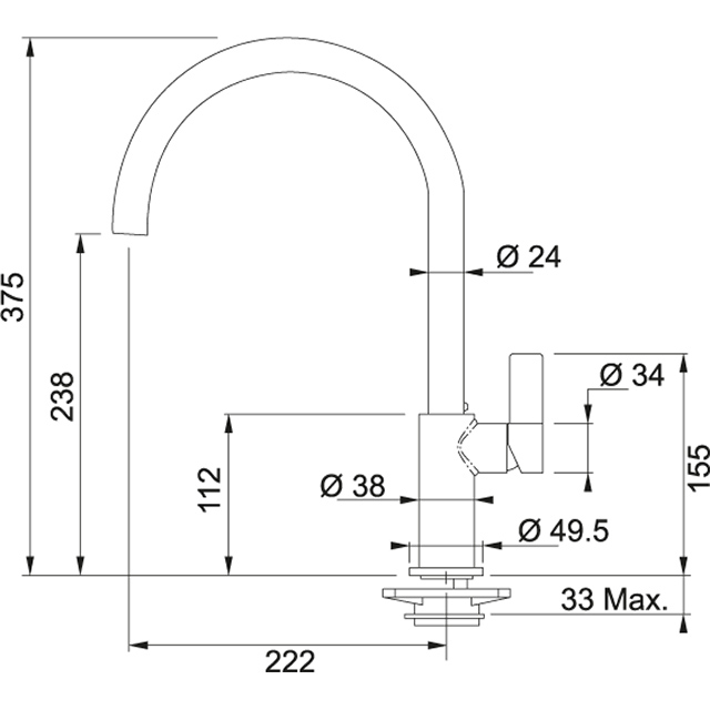 Смеситель кухонный  Franke Ambient Поворотный излив Fragranite Графит sun-id-1698962 - Вид №1