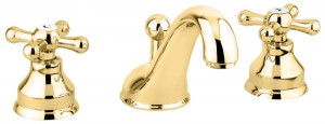 12033OR Смеситель Deco Classic с донным клапаном для раковины на 3 отверстия, цвет золото