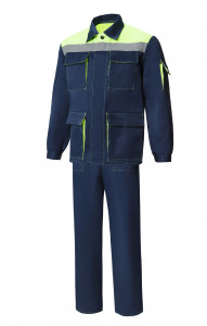 63853 Костюм "Коммунальщик" темно-синий с лимонным  Летняя спецодежда  размер 56-58/182-188
