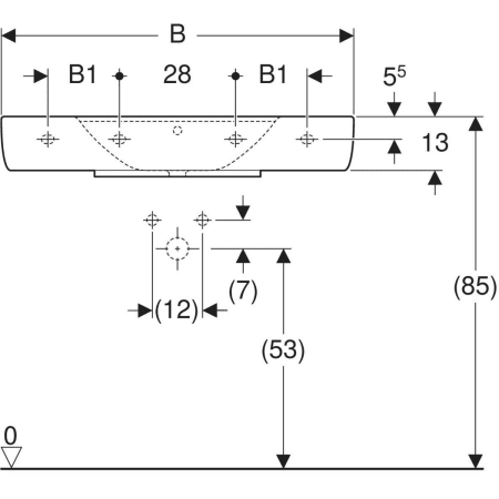 125185000 Накладная раковина Geberit Renova Plan с полкой Geberit  - Вид №3