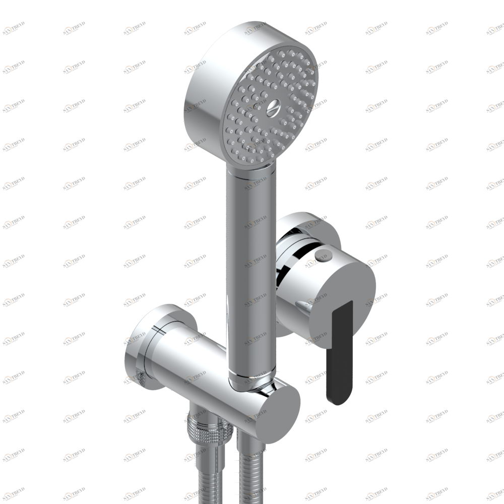 G6D-6561B Trim only for wall mixer with complete handshower on hook Thg-paris Metamorphose с чёрной керамикой Хром G6D 6561B  A02 CAT.A