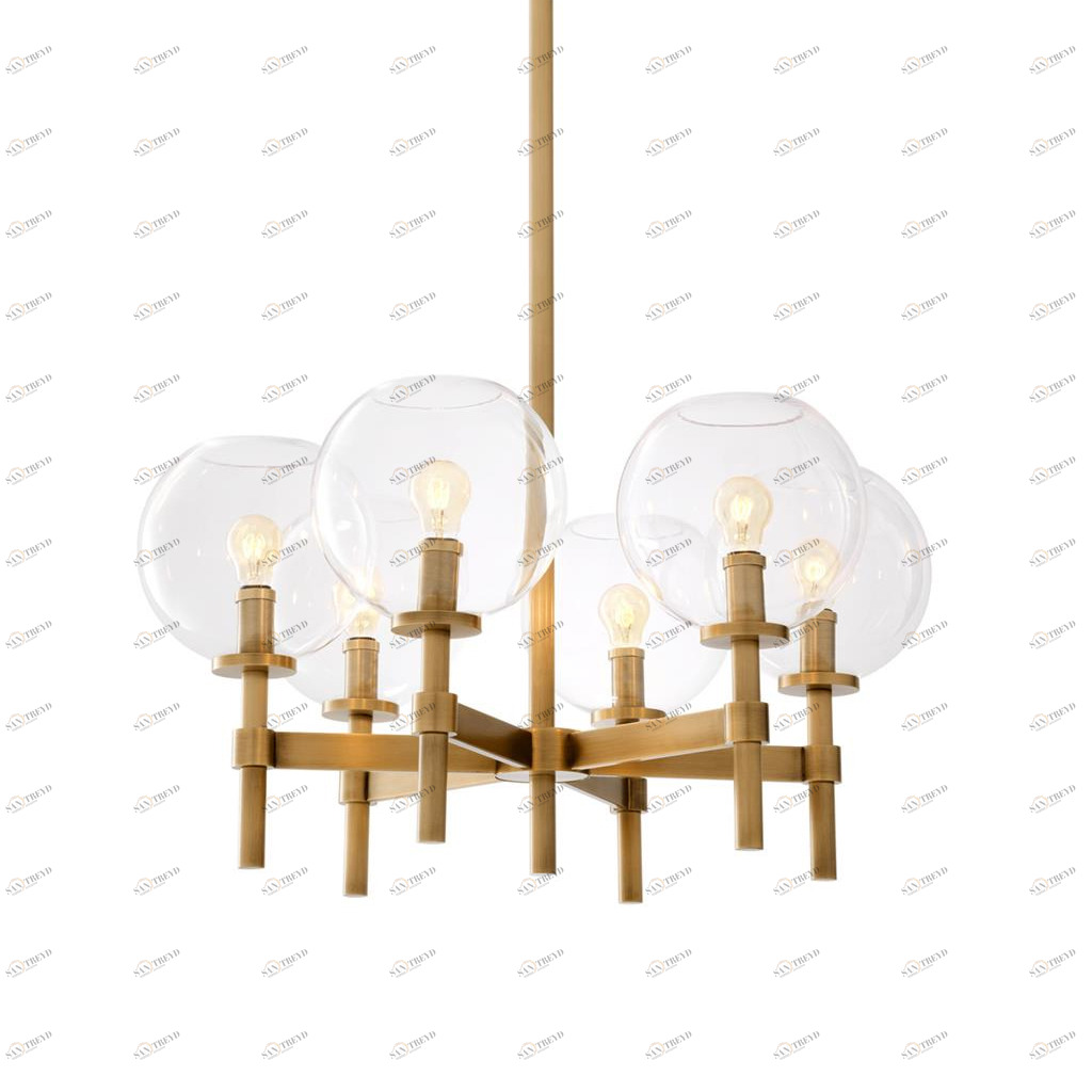 Светильник подвесной на 6 ламп 36х67 см латунь Jade KM1106P-6 brass DELIGHT COLLECTION ДИЗАЙНЕРСКИЕ 00-3883148 Золото;прозрачный 