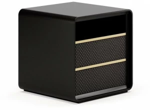 SM Living Couture Тумбочка прикроватная лакированная прямоугольная с кожаными ящиками Couture Cmd_02