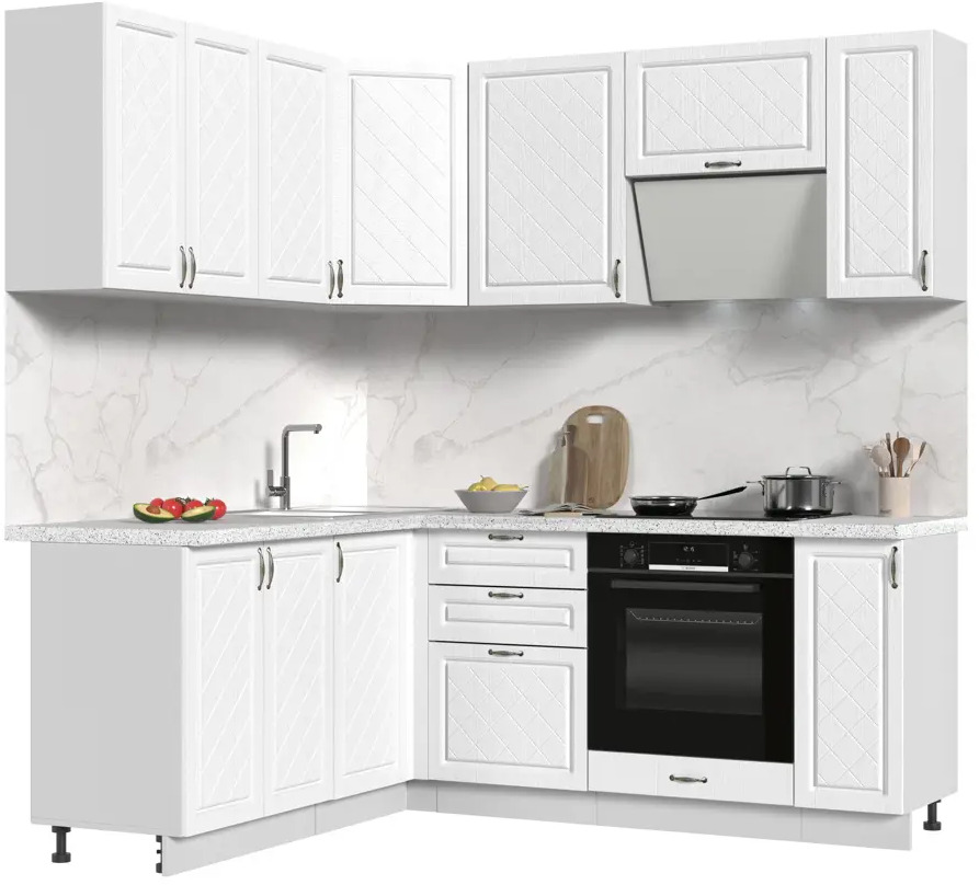 91608617 Кухонный гарнитур Стендмебель МоденаКГ170-200БДБ 200x217x60 см ЛДСП цвет белый STLM-0872471