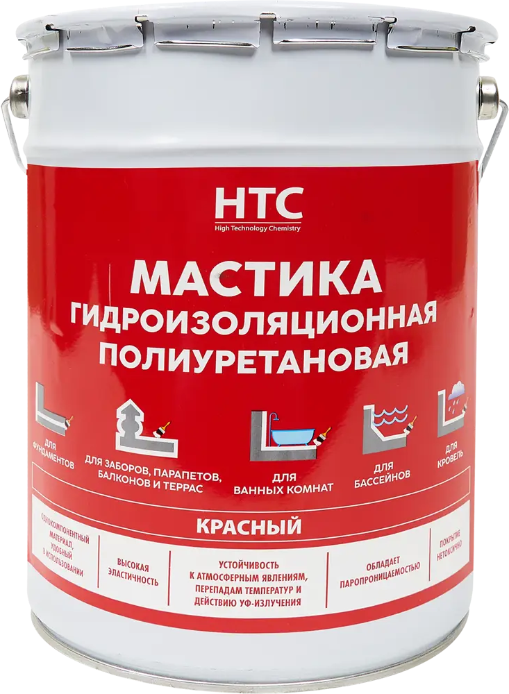 84783422 Мастика гидроизоляционная полиуретановая HTC 6 кг цвет красный STLM-0055074