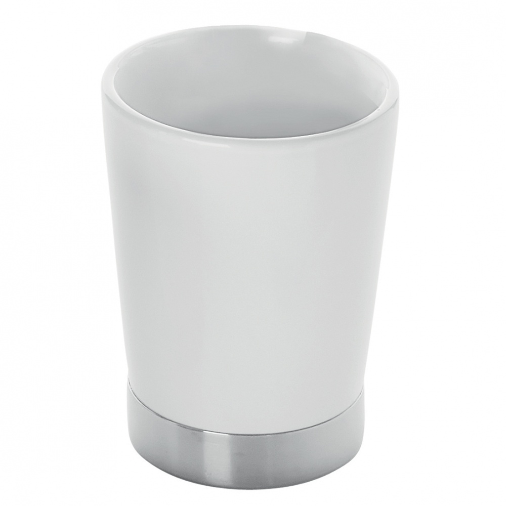 PE98(02) Gedy G-Petunia, настольный керамический стакан, цвет хром - белая керамика 