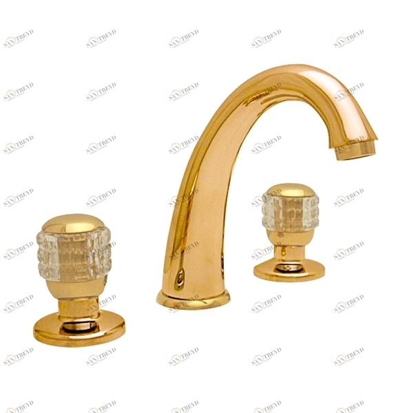 Смеситель для раковины на 3 отверстия с автоматическим сливом 24.075G MAIER ELITE CRISTAL 24075G