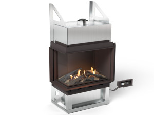 Угловой утопленный камин из закаленного стекла