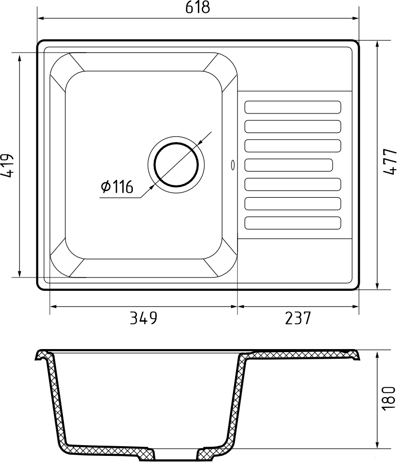 Кухонная мойка Кварц QUARZ S452 GranFest 13-S452 - Вид №1