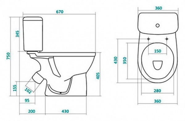 101674 Компакт унитаз с бачком Белый SANTEK  Россия  - Вид №1
