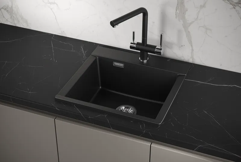 ES-5201, ТУРМАЛИН, кухонная мойка, кварц, ESTETICA GRANULA 5201-ST170 - Вид №1