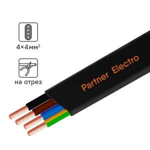 Кабель силовой ПАРТНЕР-ЭЛЕКТРО ВВГ-Пнг(А)-LS 3х4 плоский медный 82033227