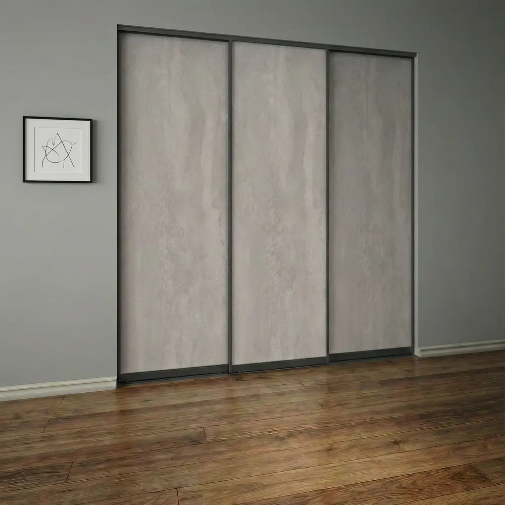 Дверь-купе KONSENSA 244.5x70.4 см МДФ цвет бетон профиль черный STLM-2097520 - Вид №9