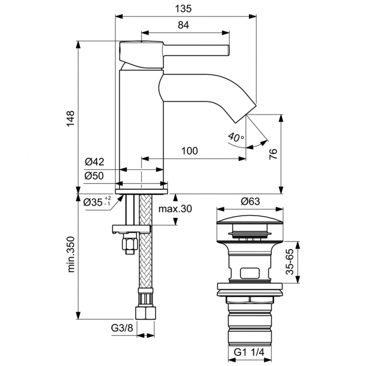BC822AA Смеситель для раковины Ideal Standard CERALINE - Вид №3