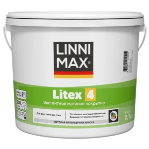 Краска для внутренних покрытий моющаяся Linnimax Linnimax Litex 4 Б3 матовая цвет прозрачный база C 2.7 л