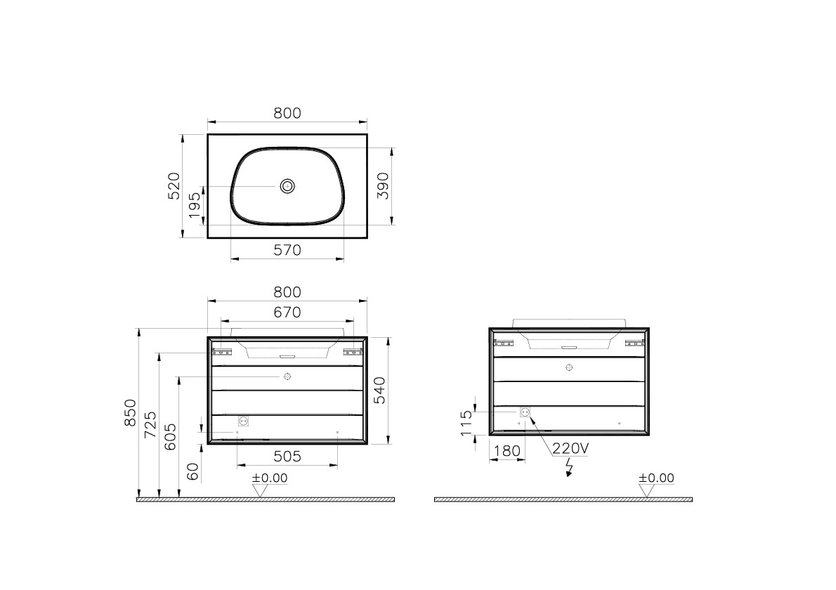 61463 Раковина Vitraglobal Frame - Вид №1