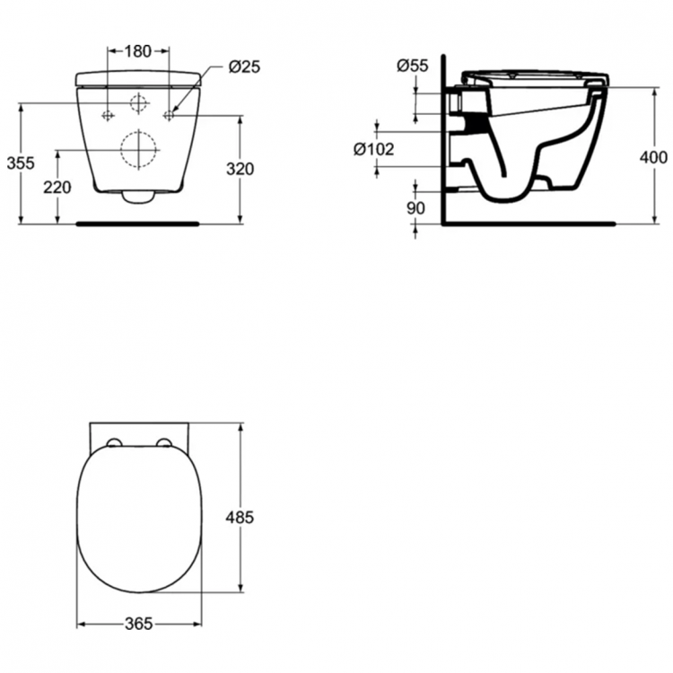 E804601 Подвесной унитаз с укороченной проекцией Ideal Standard CONNECT SPACE - Вид №3