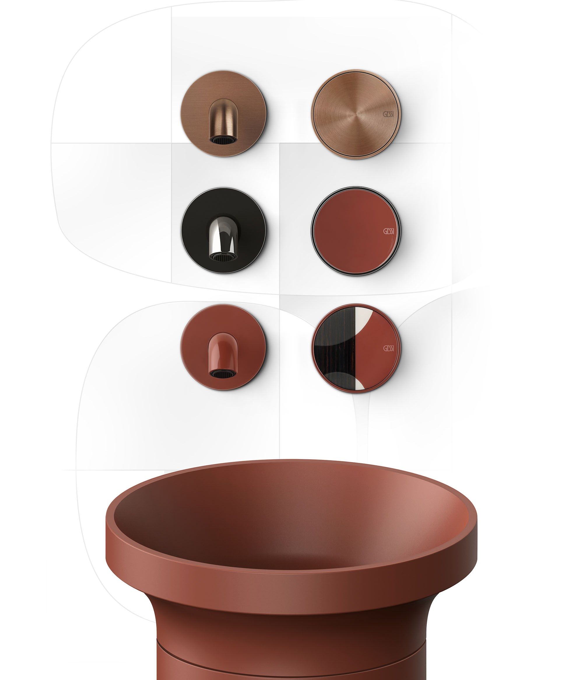 Металлический настенный смеситель для раковины с раздельными розетками Gessi происхождение ARCH-00023191 - Вид №3