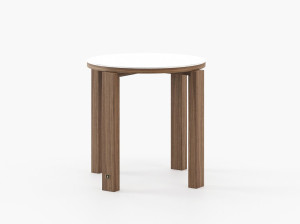 Высокий круглый деревянный журнальный столик