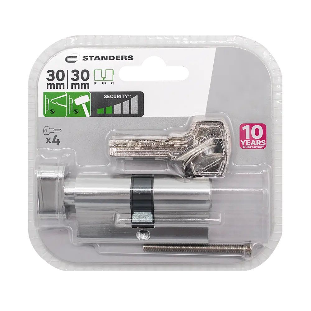 Цилиндр Standers TTAL1-3030NBCR 30x30 мм ключ/вертушка цвет хром 82625323 STLM-2187205  - Вид №4