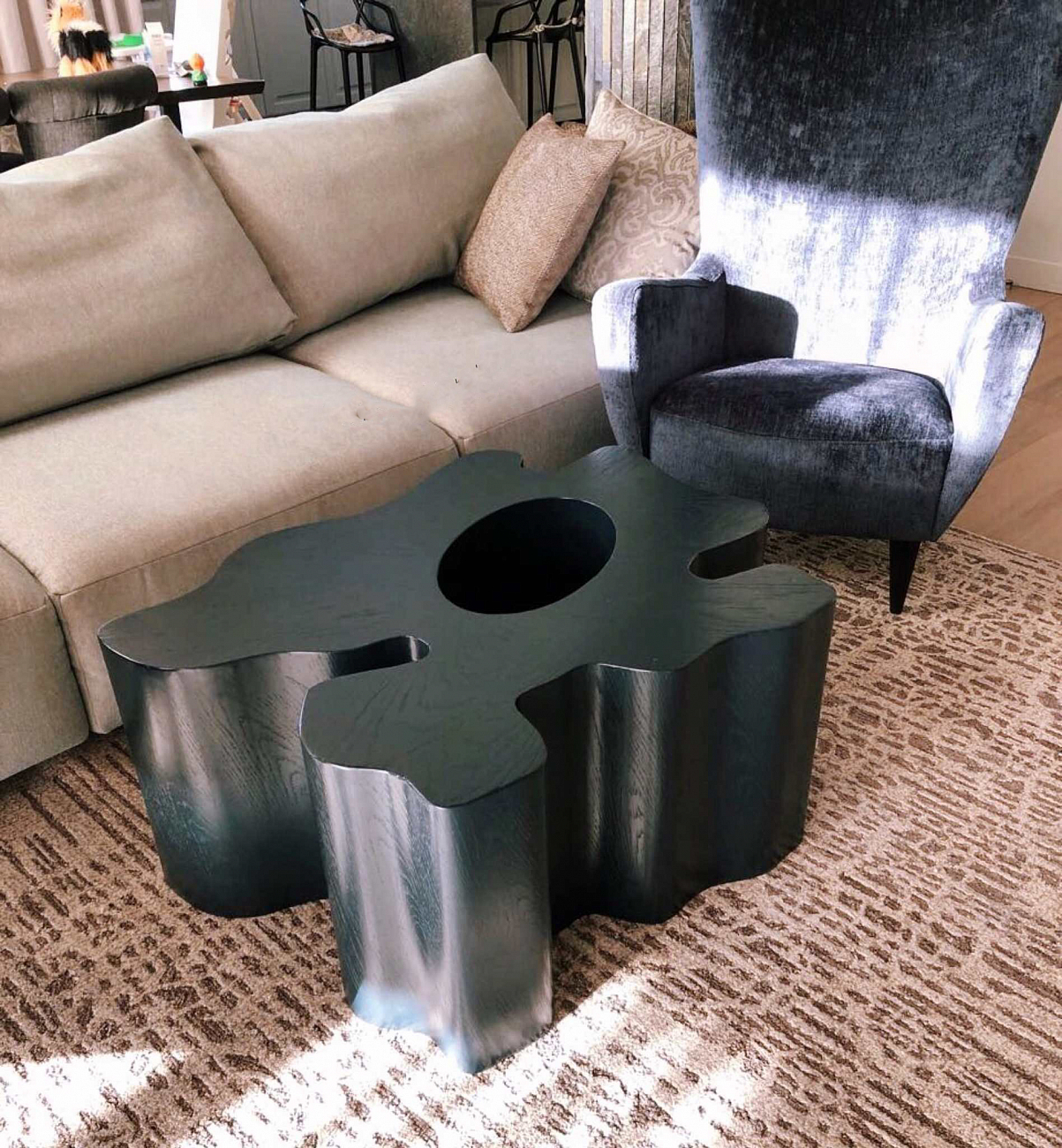 Журнальный столик черный фигурный венге "Пень" от Odingeniy ODINGENIY  178454 Венге;черный  - Вид №5