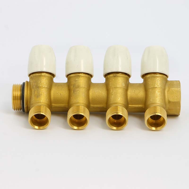 Коллектор НВ 3/4" с вентилями с утолщенными стенками TIEMME 4 выхода 1/2"Н 36мм 1860027