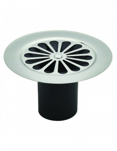 037000 000 00  Решетка для душевого желоба с горизонтальным или вертикальным выпуском, в комплекте трубка гидрозатвора, Д. 115 мм, нержавеющая сталь Valentin Сталь  - Вид №1