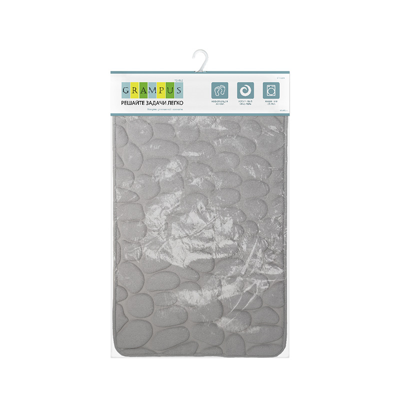 Коврик для ванной серый (50х80 см) Grampus КОВРИКИ GR3204K - Вид №1