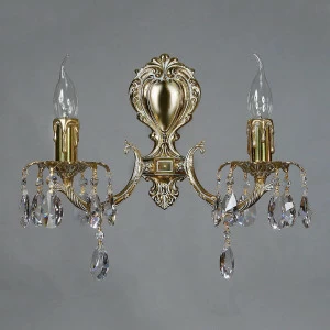 Бра светодиодное на 2 лампы бронзовый Benisa 2226/2 WP Tear Drop AMBIENTE СВЕЧА 00-3931010 Бронза;прозрачный