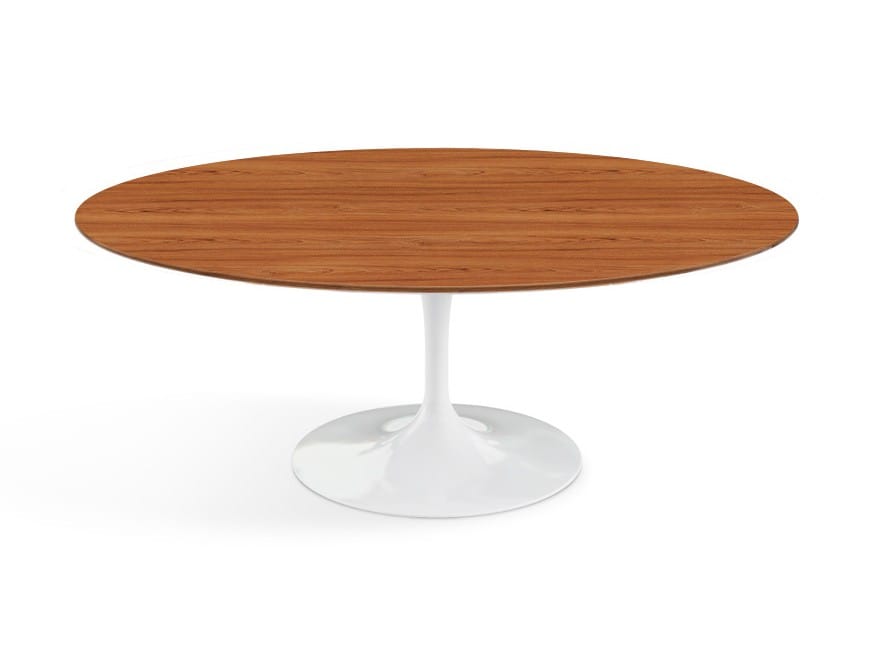Овальный журнальный столик с деревянной столешницей и алюминиевым основанием Knoll Тюльпан ARCH-00056087 - Вид №1