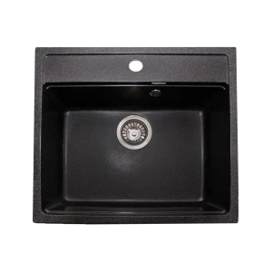 90409304 Врезная мойка Granalliance GA-21 44x55.10 глубина 18 см литьевой мрамор цвет черный STLM-1459966
