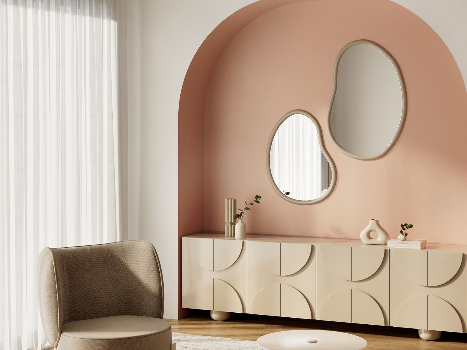 Деревянное зеркало с рамкой стены ANA ROQUE INTERIORS ARCH-00089984 - Вид №1