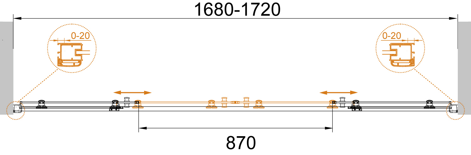 Душевая дверь в нишу CEZARES ANIMA-W-BF-2-170-P-Cr - Вид №4