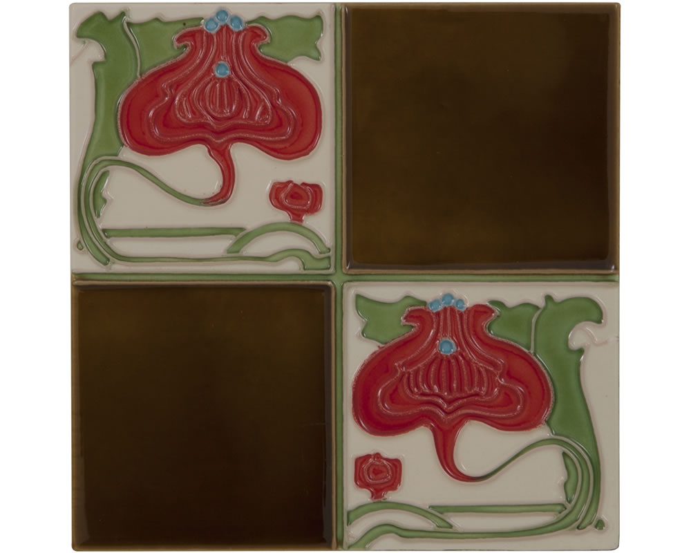 LGC029 Набор из 10 четвертных коричневых четырехугольных плиток бордового цвета Сarronheating  - Вид №1