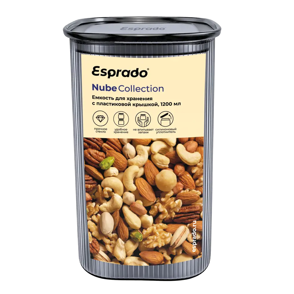 Банка для сыпучих продуктов Esprado Nube 1.2 л стекло цвет серый STLM-2138151 - Вид №1