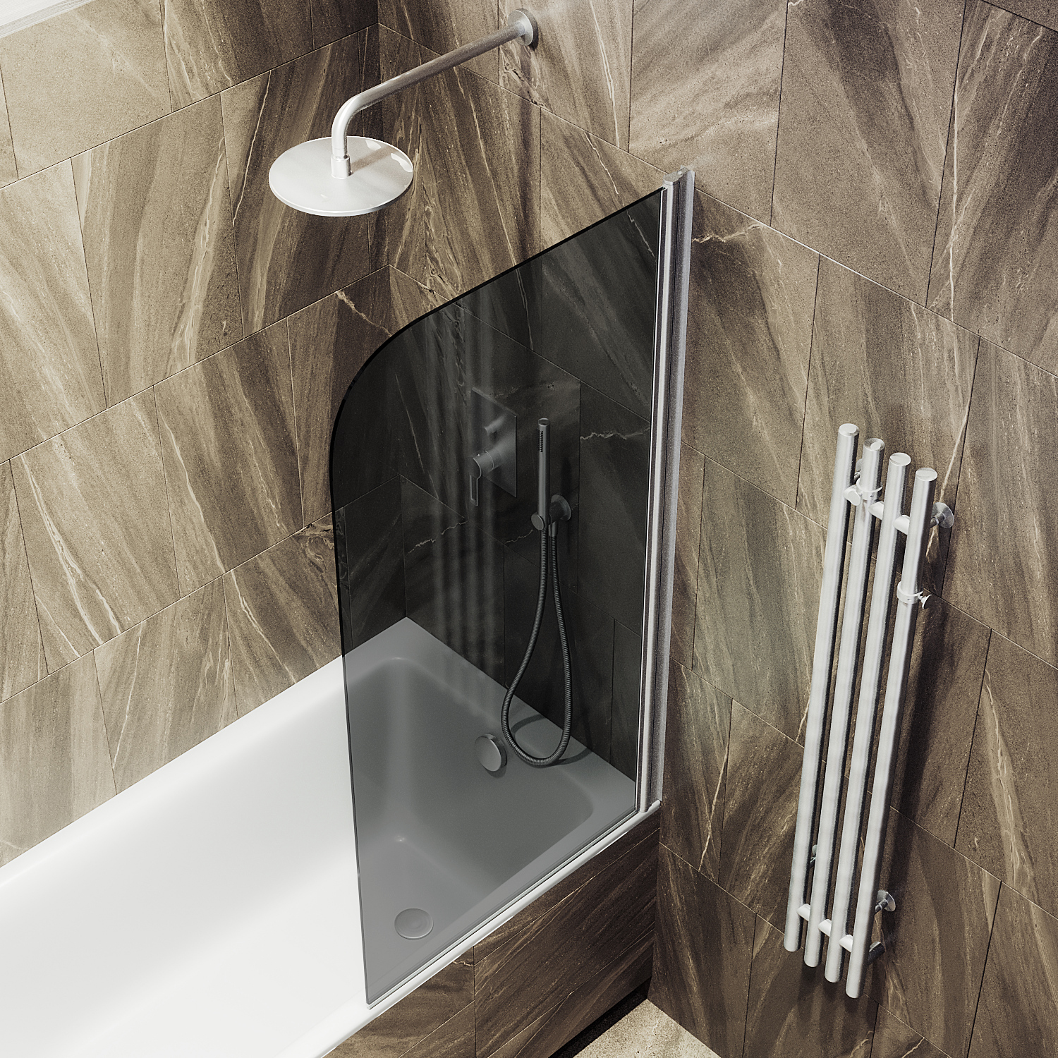 Шторка для ванны поворотная на монопетле ST-608-5 Public Steel