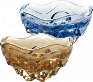 10563535 Lalique Набор из 2-х чаш Vibration: синяя+золотая Хрусталь