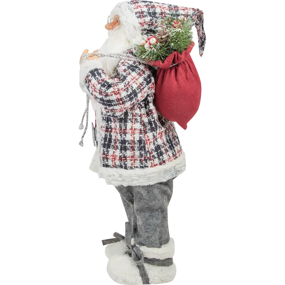 Фигурка декоративная «Дед Мороз шуба в клетку», 60 см, пластик, цвет белый/красный RELANCE STLM-2096558 - Вид №2