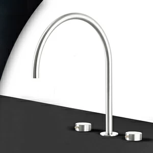 Смеситель для раковины сталь глянцевая с бежевой ручкой Toki Radomonte TKI26LCIL38