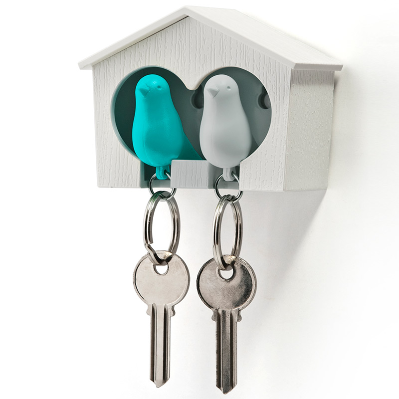 QL10124-WH-WH-BU Держатель для ключей двойной sparrow белый-голубой Qualy 
