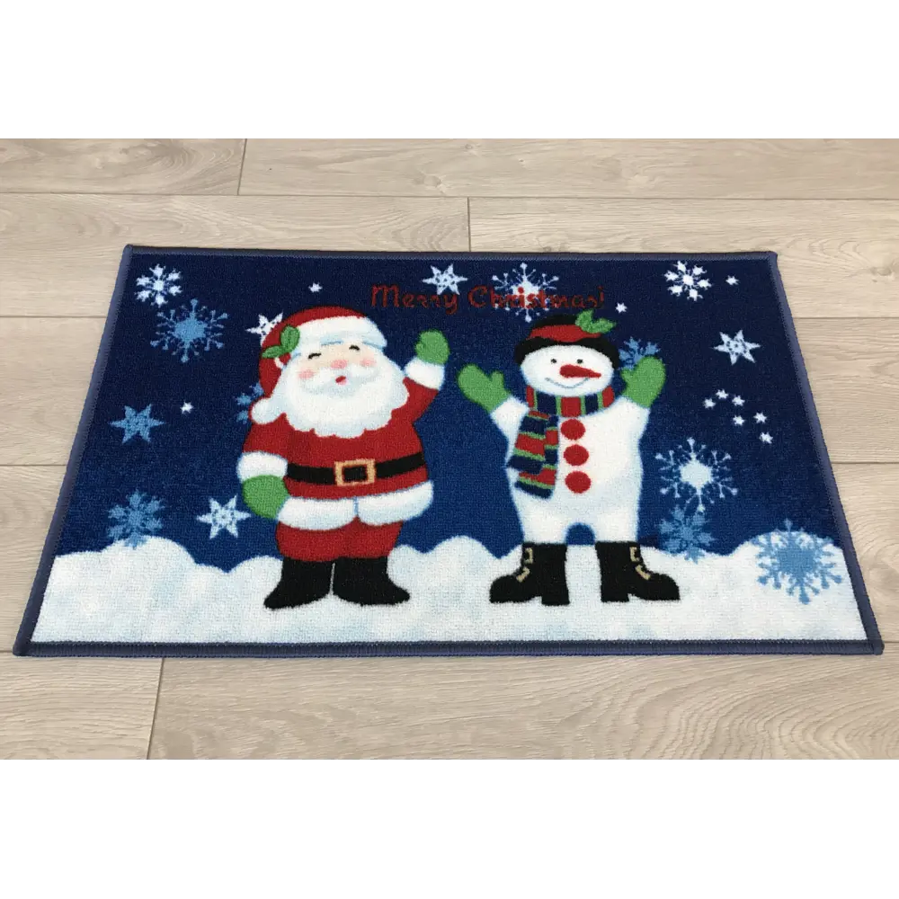 Коврик Дед Мороз и снеговик 50x80 см нейлон цвет синий 83704039 STLM-2157516 CTIM  - Вид №2