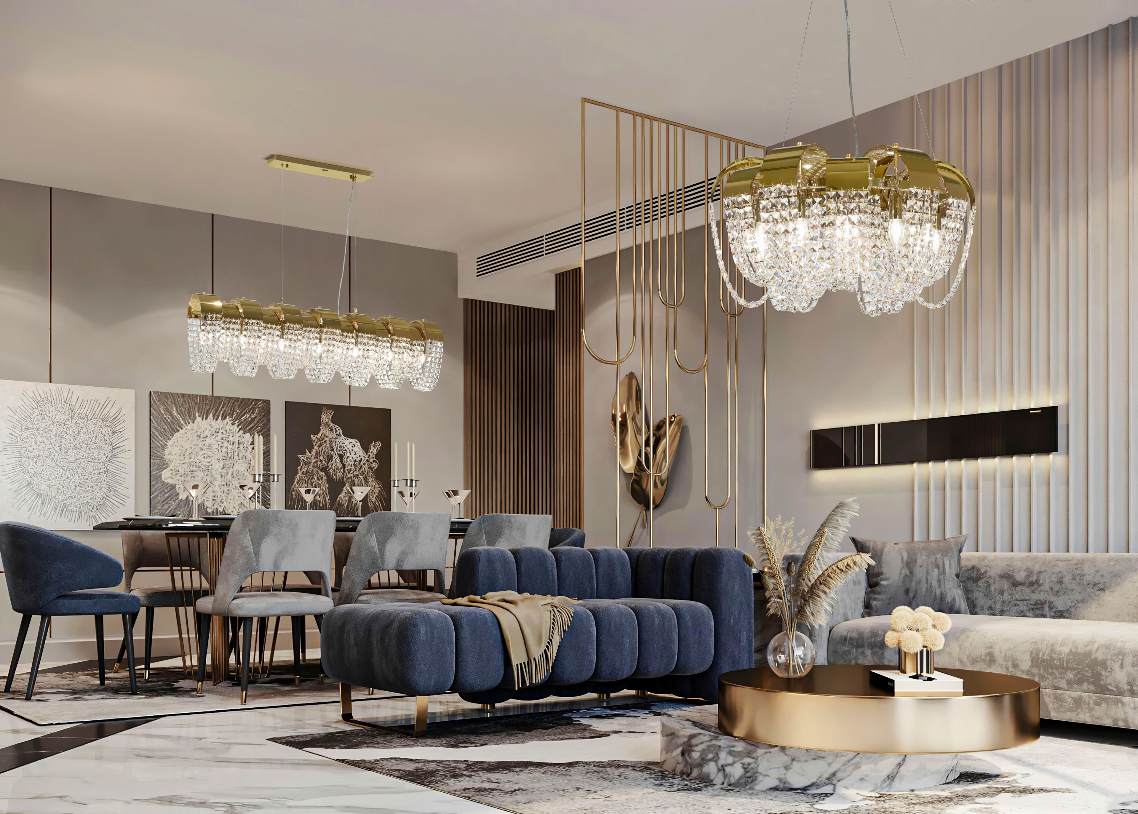 Подвесной светильник из нержавеющей стали с кристаллами K-Lighting Belisama ARCH-00148008 - Вид №1