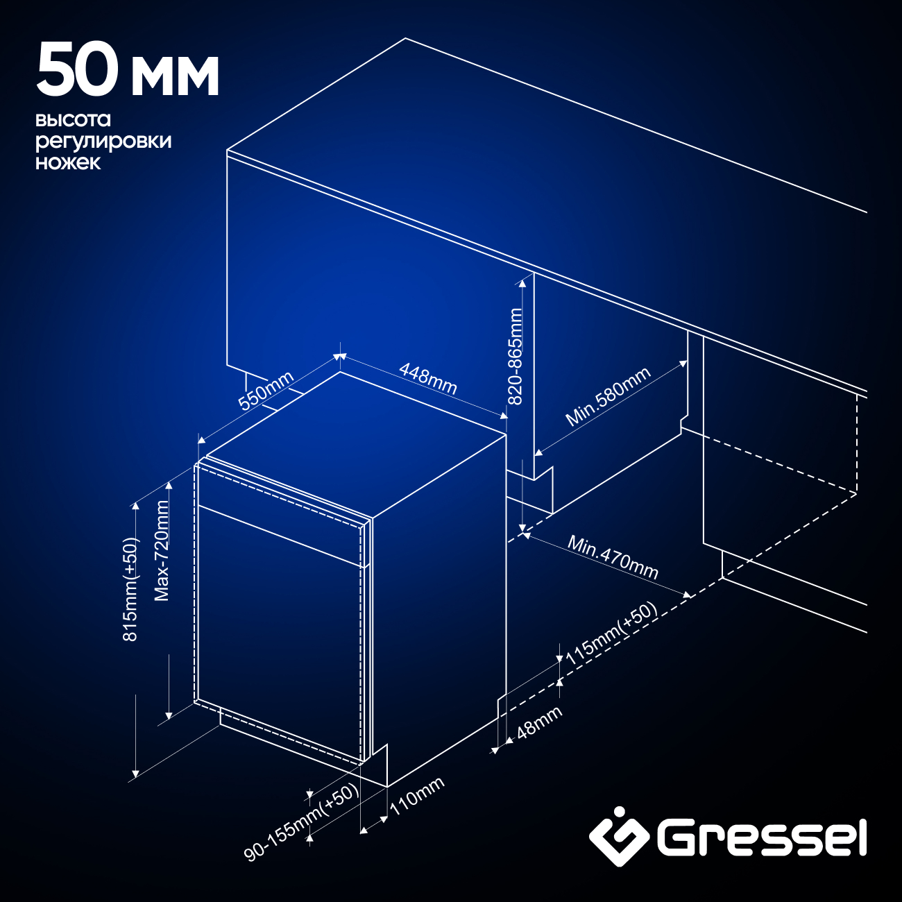9284775 Встраиваемая посудомоечная машина Gressel UBB525 STDN-0075137 - Вид №3